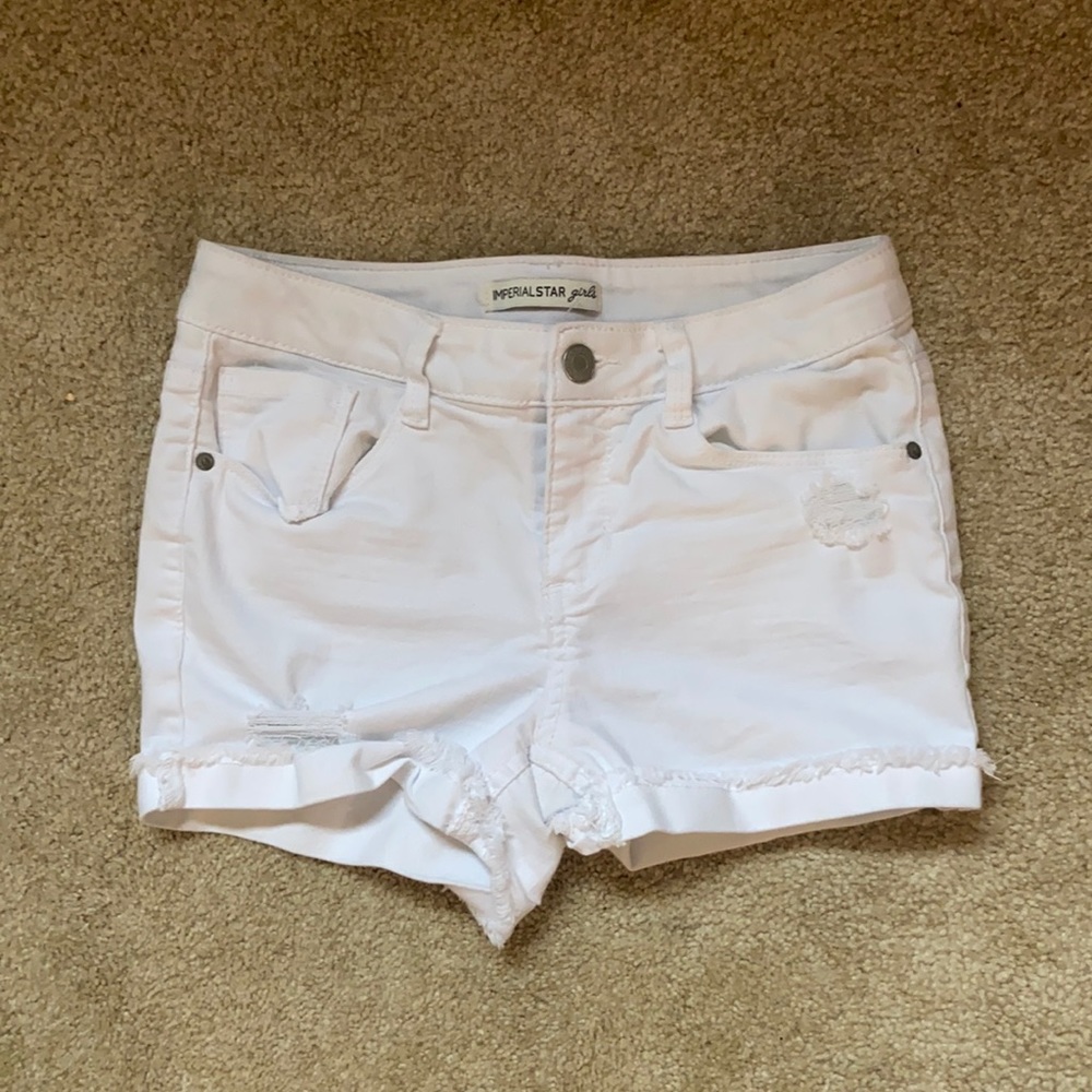 Ripped white shorts